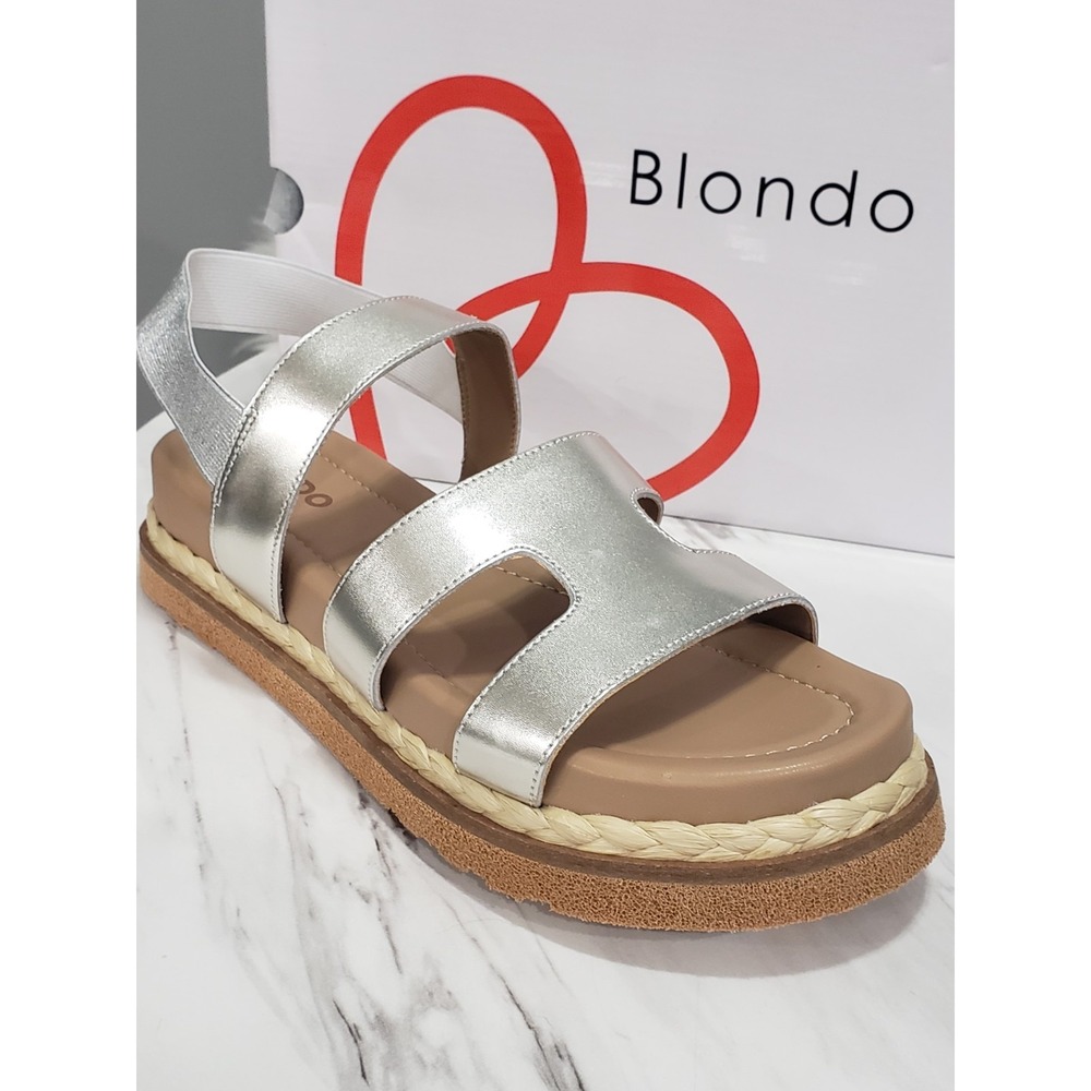 NEW Blondo Frankee Platform Sandals, Silver Platinum Metallic Size 10 Espadrille